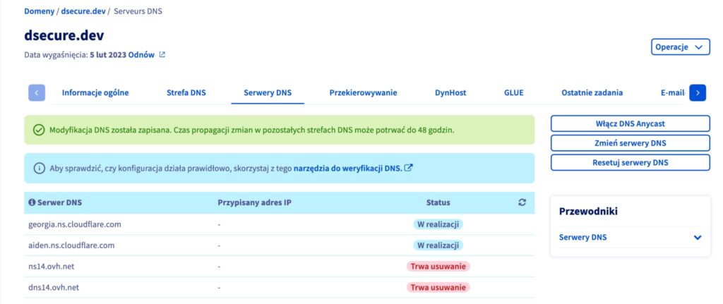 Trwająca migracja nameserwerów