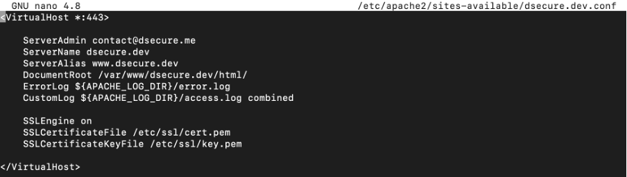 Przykładowa konfiguracja Apache dla domeny dsecure.dev