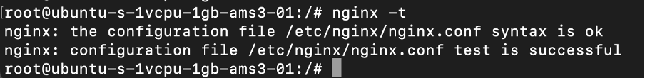 Wynik polecenia nginx -t