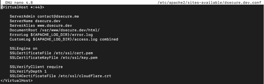 Przykładowa konfiguracja Apache dla domeny dsecure.dev