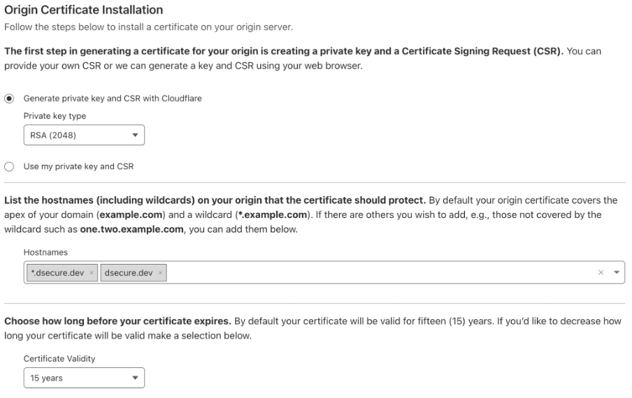 Konfiguracja Cloudflare Origin certificate