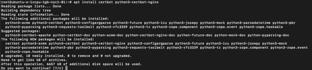 Instalacja pakietu python3-certbot-nginx