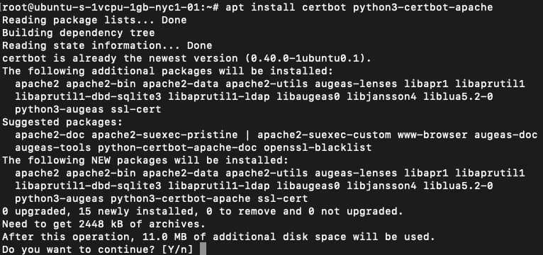 Instalacja pakietu python3-certbot-apache